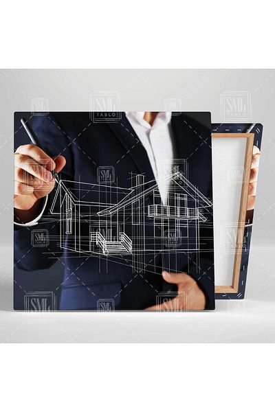 SML TABLO Arhitectură Birou Construcții Inginerie Proiectare clădiri Pictură pătrată pe pânză