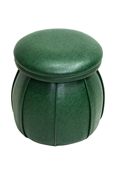 Zem Hippi Deri Puf, Yeşil