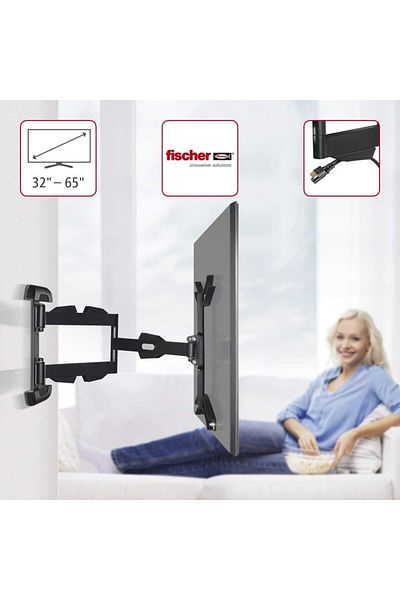 Hama 108712 Ultra long Fullmotion TV Wall Bracket, 400 mm x 400 mm Size, Black