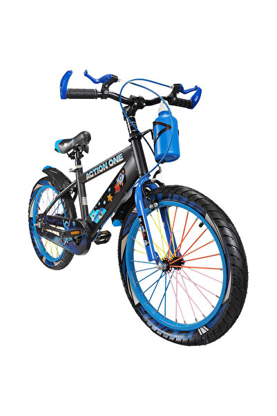 ACTION ONE Children's bicycle 5-7 years old with rear light included, training wheels and water bottle Genesis II, 16 inch, blue