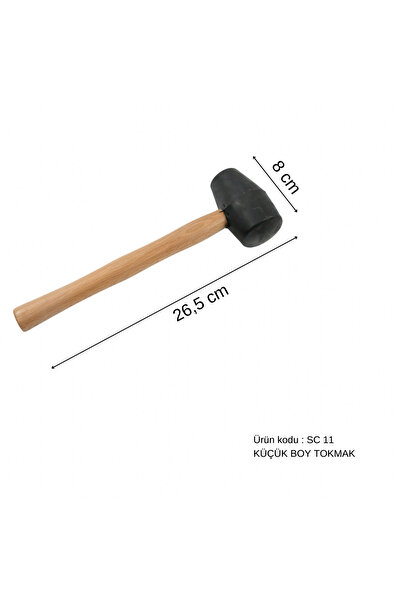 safi 26,5 cm Tahta Saplı Kauçuk Başlıklı Küçük Boy Tokmak, Boyasız Göçük Düzeltme Tokmağı, PDR Tokmak
