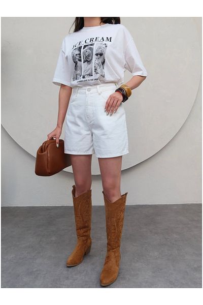 ESRAHELVACI Ecru Denim Bermuda Shorts