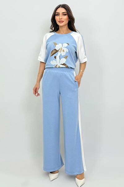 FEVER Kontrast Şerit detaylı geniş paça pantolon