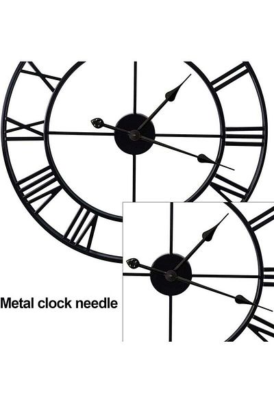 COOYA Silent/16 Inch Operated Oversized Metal Round Roman European Industrial Wall Clocks/For Home,Office