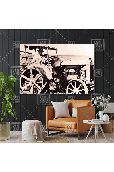 SML TABLO Mustafa Kemal Atatürk Ve Tarım Traktör Yatay Kanvas Tablo