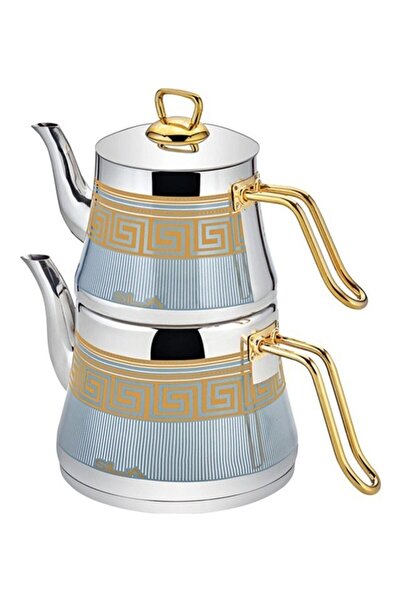 Demir Çeyiz Sıla Artuklu Turkuaz Dekorlu Çaydanlık No:1 küçük boy