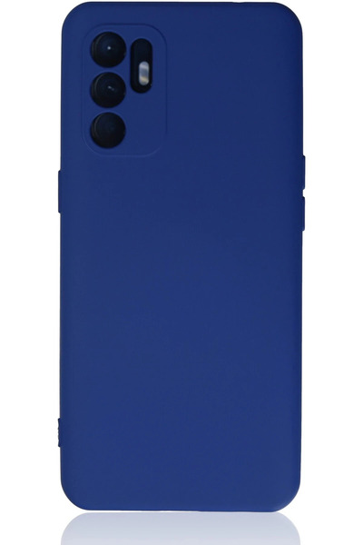 NewFace حافظة Reno 6 من السيليكون المخملي الداخلي - أزرق SPTGL