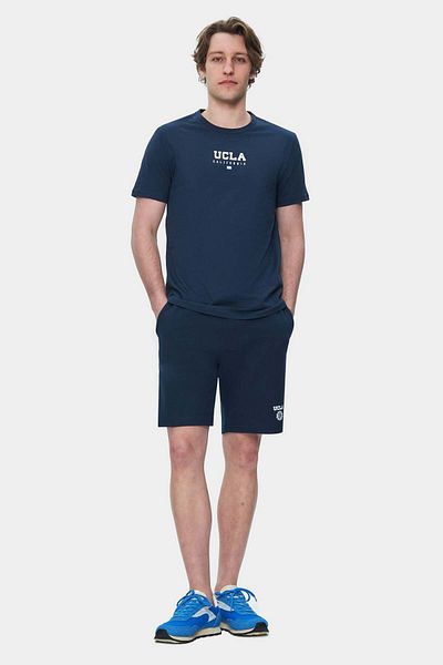 UCLA SHERMAN Navy Blue Crew Neck Printed Standard Fit Men's T-Shirt