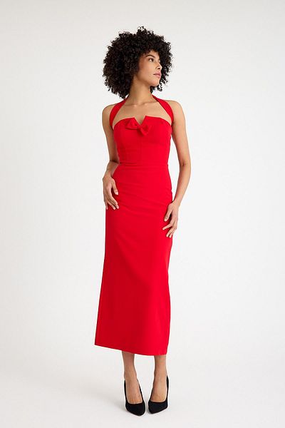 SpringStore Red Scarf Long Evening Dress