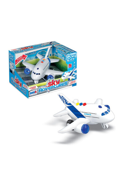 RS Toys Avion cu frictiune, sunete si lumini RS Toys 17 cm, pentru copii, cu baterii