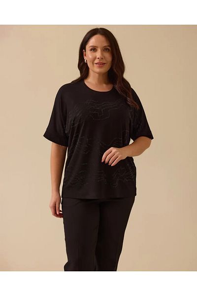 Gala-Xi Women's Plus Size Stone Detailed T-shirt 10002512414007