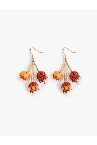 Koton Floral Steel Earrings Dangle Metal
