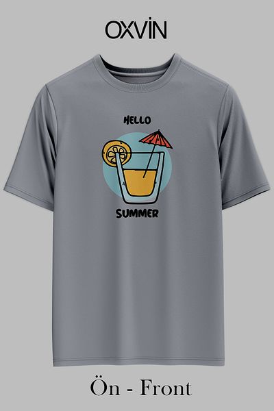 OXVİN HELLO SUMMER εμπριμέ OVERSIZED Unisex T-shirt (ΧΑΛΑΡΗ ΕΦΑΡΜΟΓΗ)