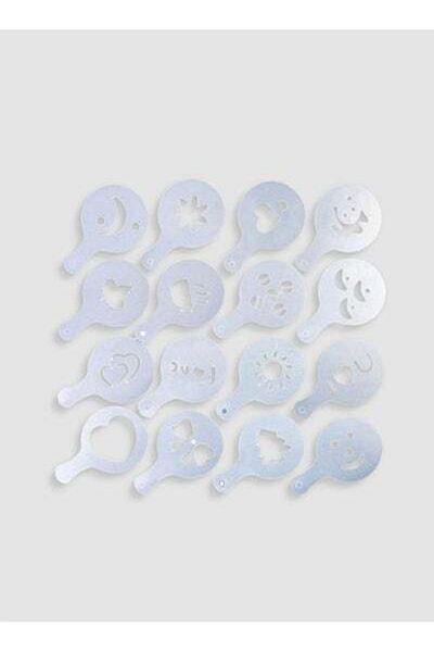 HALAMODO 16-Piece Coffee Art Stencil Maker Clear 11x8x0.1centimeter