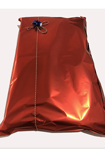 Dekals 3 lü Ultra Büyük Boy Kırmızı Yapışkanlı Metalize Hediye Poşeti Metalik Ambalaj Paketi 50x70