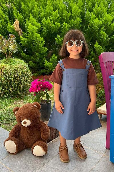 Ceylan Otantik Indigo Duck Linen Children's Skirted Salopet