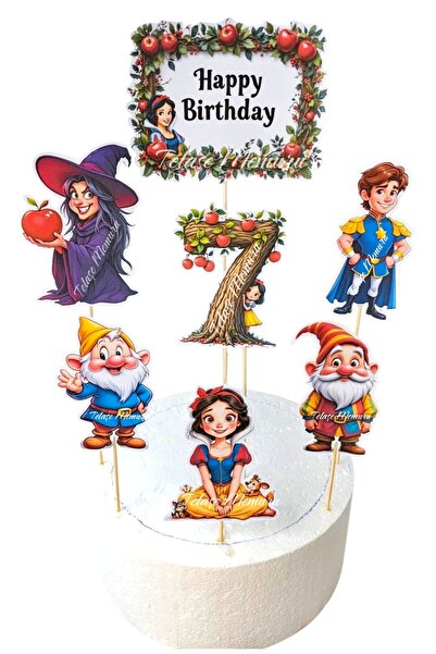 telaşe memuru Snow White Birthday Concept and Cake Topper - 7 Year Old Snow W...