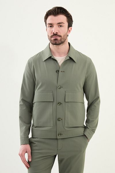 Mcr Striped Slim Fit Men's Coat Trousers Suit Khaki - 17163.25Y