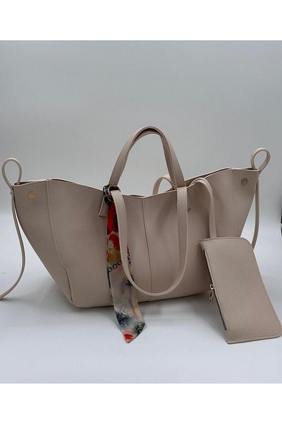 byFOX Fashion Geantă de mână și de umăr pentru femei cu eșarfă magnetică pe laterale Lățime 35 cm Lungime 25 cm Căptușit cu piele de căprioară