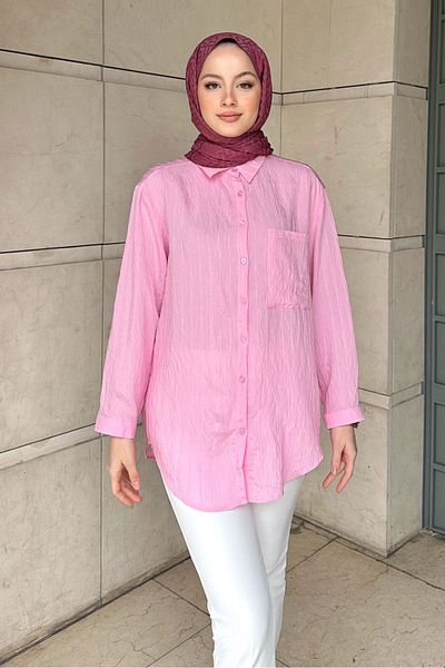 ANONİM STORE Solid Color Basic Shirt - Pink