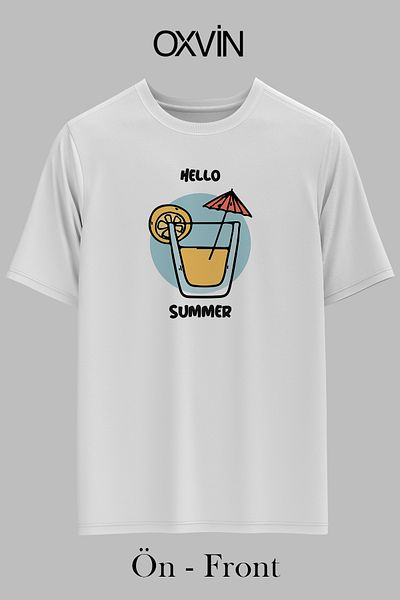 OXVİN HELLO SUMMER εμπριμέ OVERSIZED Unisex T-shirt (ΧΑΛΑΡΗ ΕΦΑΡΜΟΓΗ)