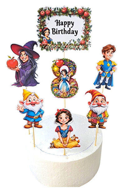 telaşe memuru Snow White Birthday Concept and Cake Topper - 8 Year Old Snow W...