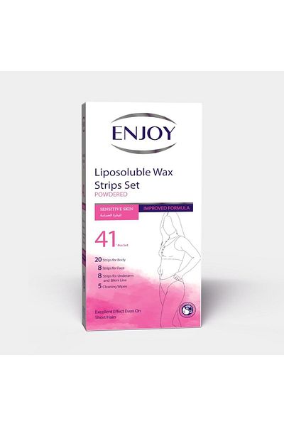 Enjoy 41pcs Liposoluble Wax Strips – Powdered, Sensitive Skin, Face & Body Hair Removal Set