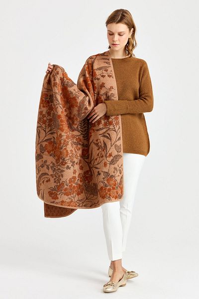 Desen Triko Γυναικείο Πλεκτό Ivy Floral Large Shawl 02