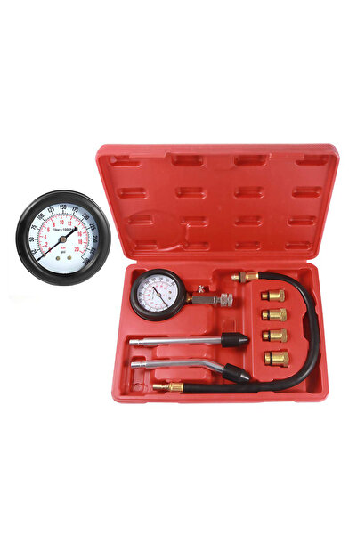 fulina 8 قطع من أدوات اختبار ضغط المحرك للسيارات، مجموعة مقياس ضغط الوقود مع محول، للمحركات