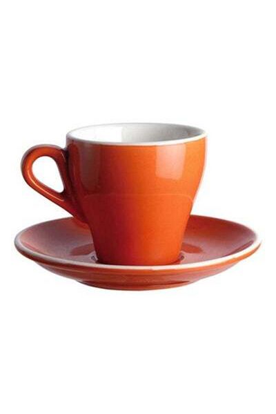 HALAMODO Glazed Ceramic Coffee Cup And Dish Orange Saucer(12.5x12.5)cm
