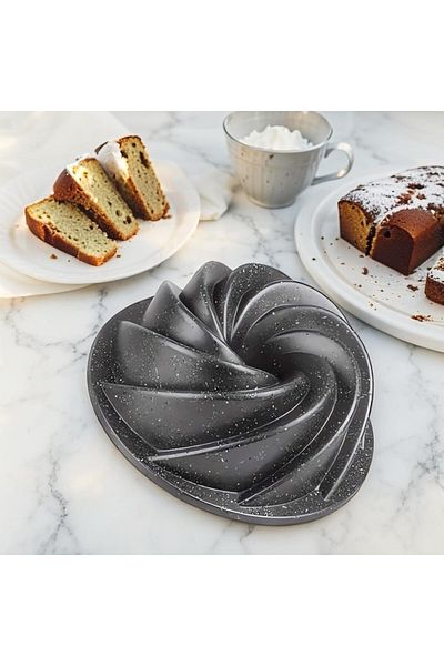 STOREMAX Rom Thermo Cast Body Wind Rose Cake Mold 26cm, Sliced ​​And Cast, Black Granite Speckle