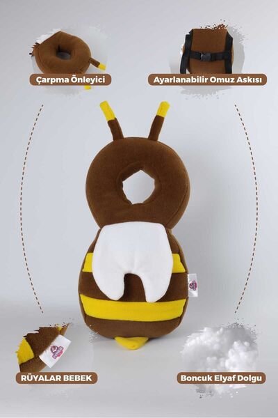RUYALAR BEBEK Baby Head Protection Fall Neck Protection Pillow Bee Figure 40X24 cm