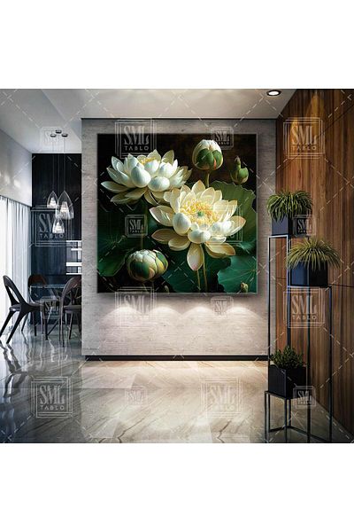 SML TABLO Τέχνη σε καμβά τετράγωνο λουλούδι Lotus Nature