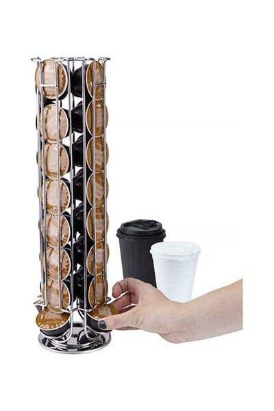 HALAMODO 25-Capsules Coffee Pod Stand Silver