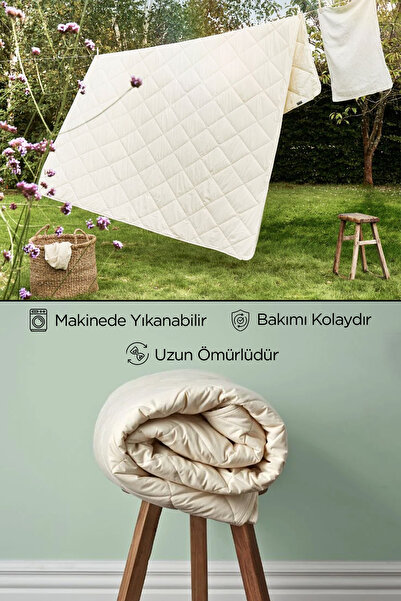 BEYAZLALE King Size Lamb Wool 100% Natural Quilt |   Organic Merino Wool Quilt with Special Bag