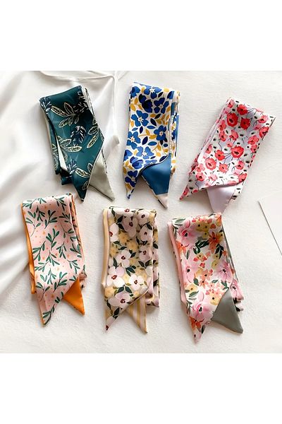 MAHLA Design Double-Sided Scarf, Thin Shawl, Bag Accessory (Spring Theme)