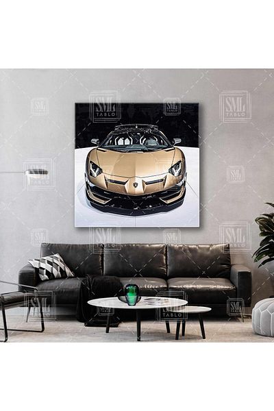 SML TABLO Τελευταίο μοντέλο Luxury Gold Sports Car Sport Car Τετράγωνος πίνακας καμβά