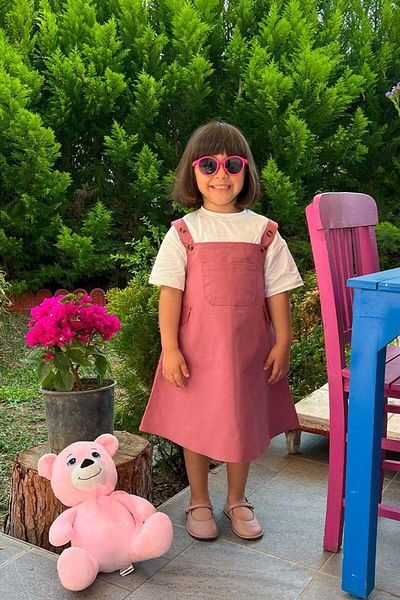 Ceylan Otantik Dusty Rose Duck Linen Children's Skirted Salopet