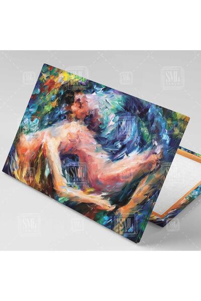 SML TABLO Dans Eden Çift Aşk Love Fırça Izleri Yatay Kanvas Tablo