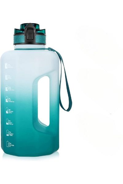 COOYA Big Water Bottle, 2.2L with Handle Sports Water Jug BPA Free for Sports Outdoor, Cyan White Gradient