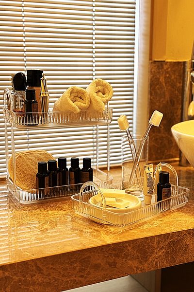 UNIQUE ME Organizator pentru baie Organizator Raft pentru baie Set transparent