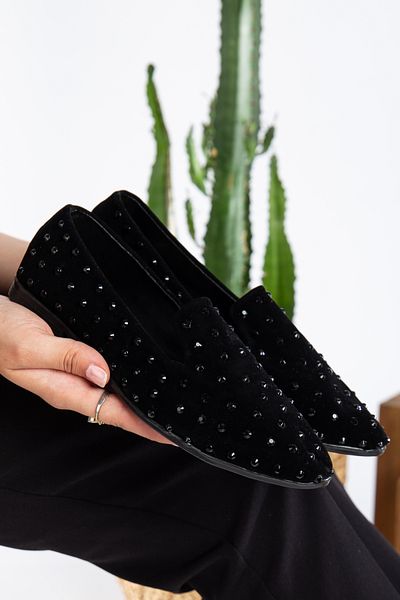 Jackers Black Stone Design Înaltă Înaltă Deget Ascuțit Pantofi de zi cu zi pentru femei Balerini în aer liber