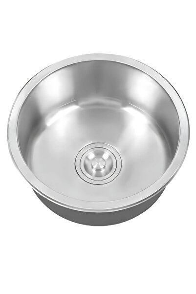 DUREVO Liva Model Yuvarlak, Daire, Oval Paslanmaz Çelik Mutfak Evyesi 41cm Çap Sifon Seti Dahil Eviye