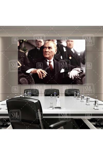 SML TABLO Gazi Mustafa Kemal Atatürk Oturan Yatay Kanvas Tablo