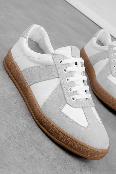 Lal Shoes & Bags Merib Women's Genuine Leather Laced Nubuck Detailed Casual Shoes-White