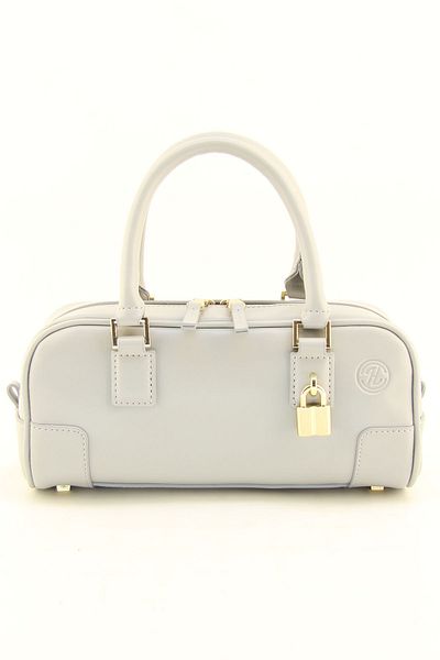 HNB Women's Gray Baguette Bag with Padlock