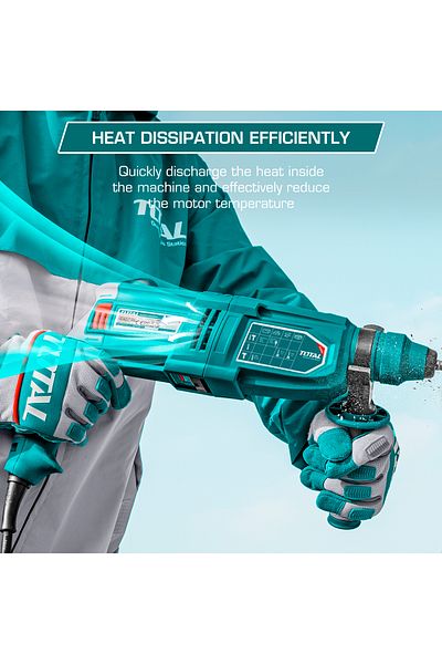 TOTAL 650W Rotary Hammer with 4 Functions, 3 Accessories, High Impact for Concrete, Wood, Steel