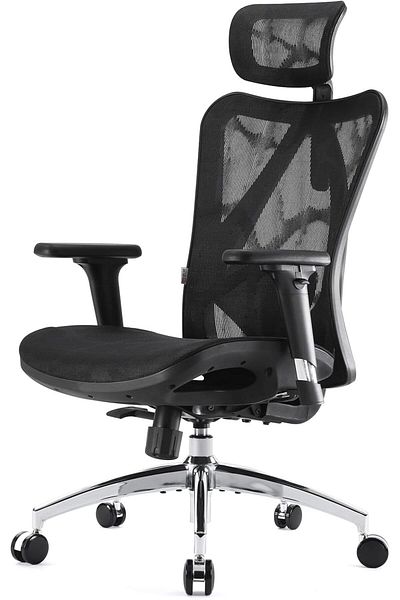 SIHOO M57 Ergonomic Mesh Office Chair with Adjustable Headrest and Armrest, Black