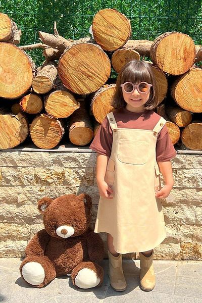 Ceylan Otantik Cream Duck Linen Children's Skirted Salopet