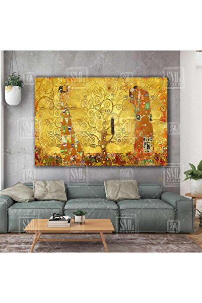 SML TABLO Ressam Gustav Klimt Hayat Ağacı Yatay Kanvas Tablo